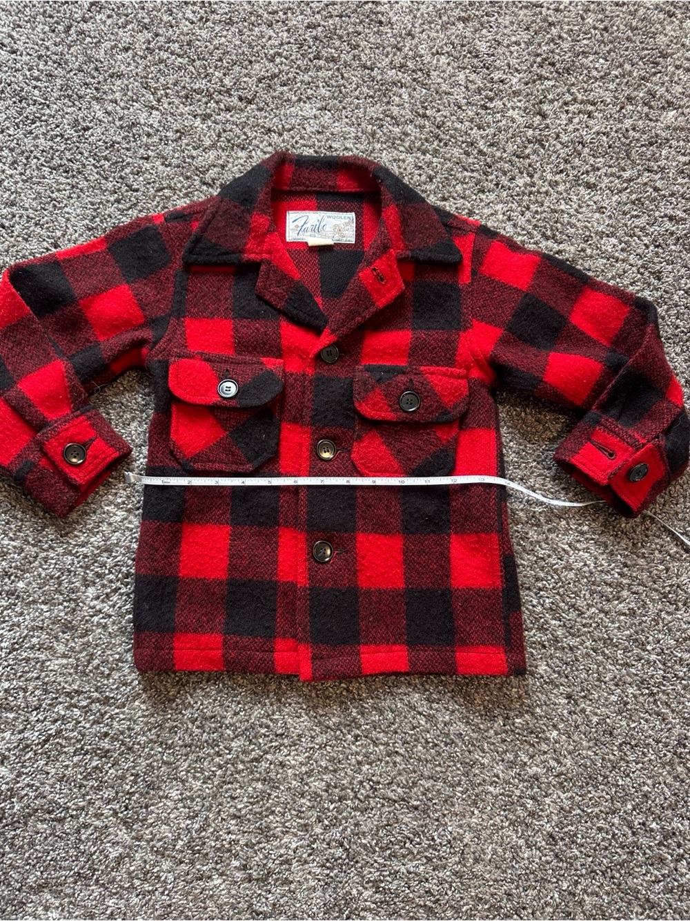 Vintage Faribo Woolens Buffalo Plaid Red and Black Plaid Wool Peacoat